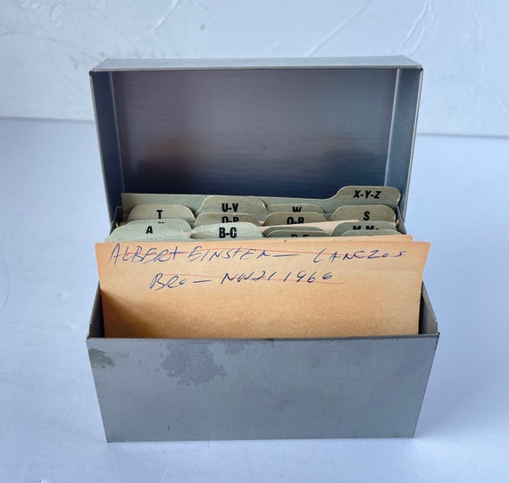 File Box 3x5 Vintage Metal Index Card Recipe Seed Storage Grey | Etsy