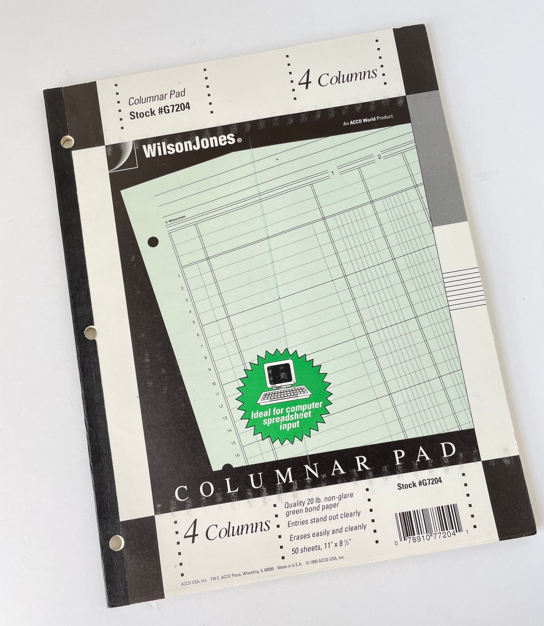 Columnar Pad Green Wilson Jones G7204 Column Write 4 Columns Etsy