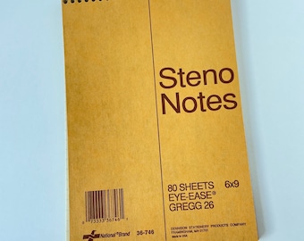 Vintage Steno USED Spiral Eye Ease Stenographic Note Book National Dennison Secretary Office Decor Lined Paper 6x9 Aged Paper Made in USA