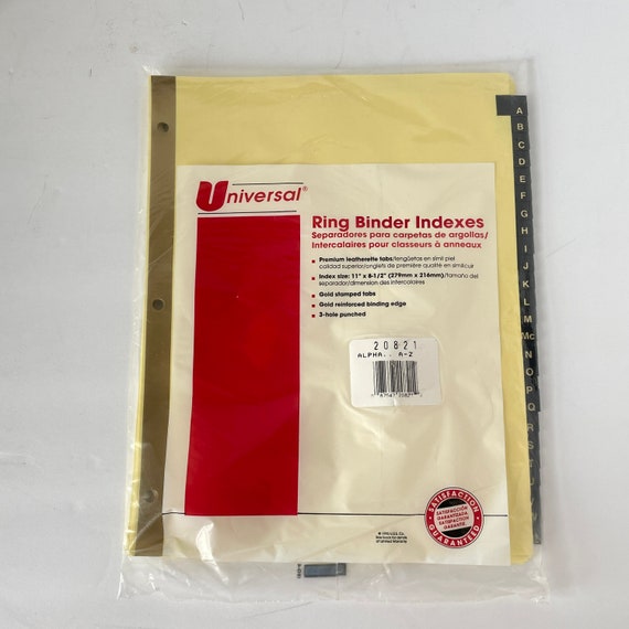 Binder Dividers Alphabetic Universal vintage Ring Indexes Etsy France