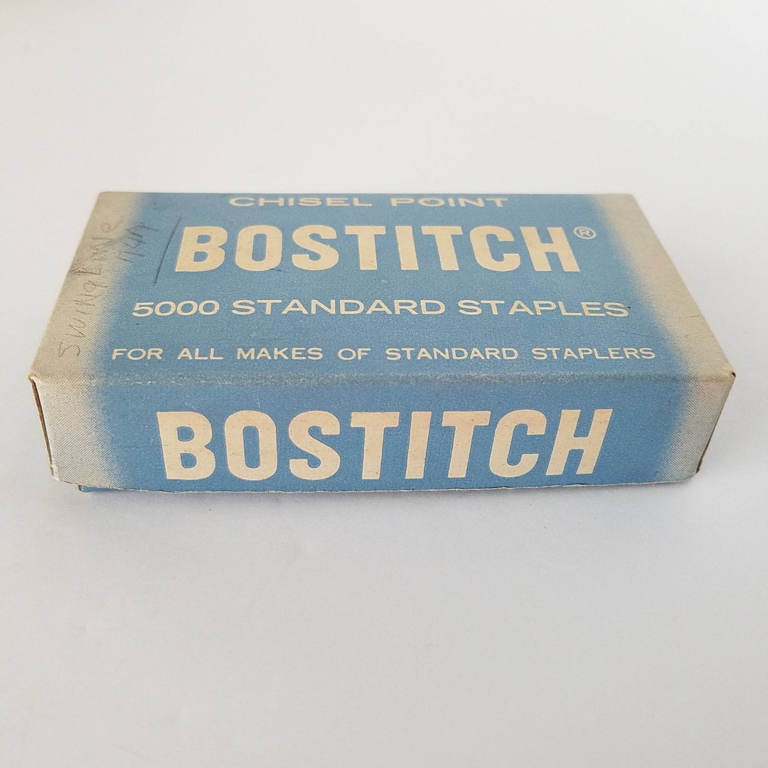 Vintage Bostitch Staples Box Chisel Point Office Supplies Original Blue