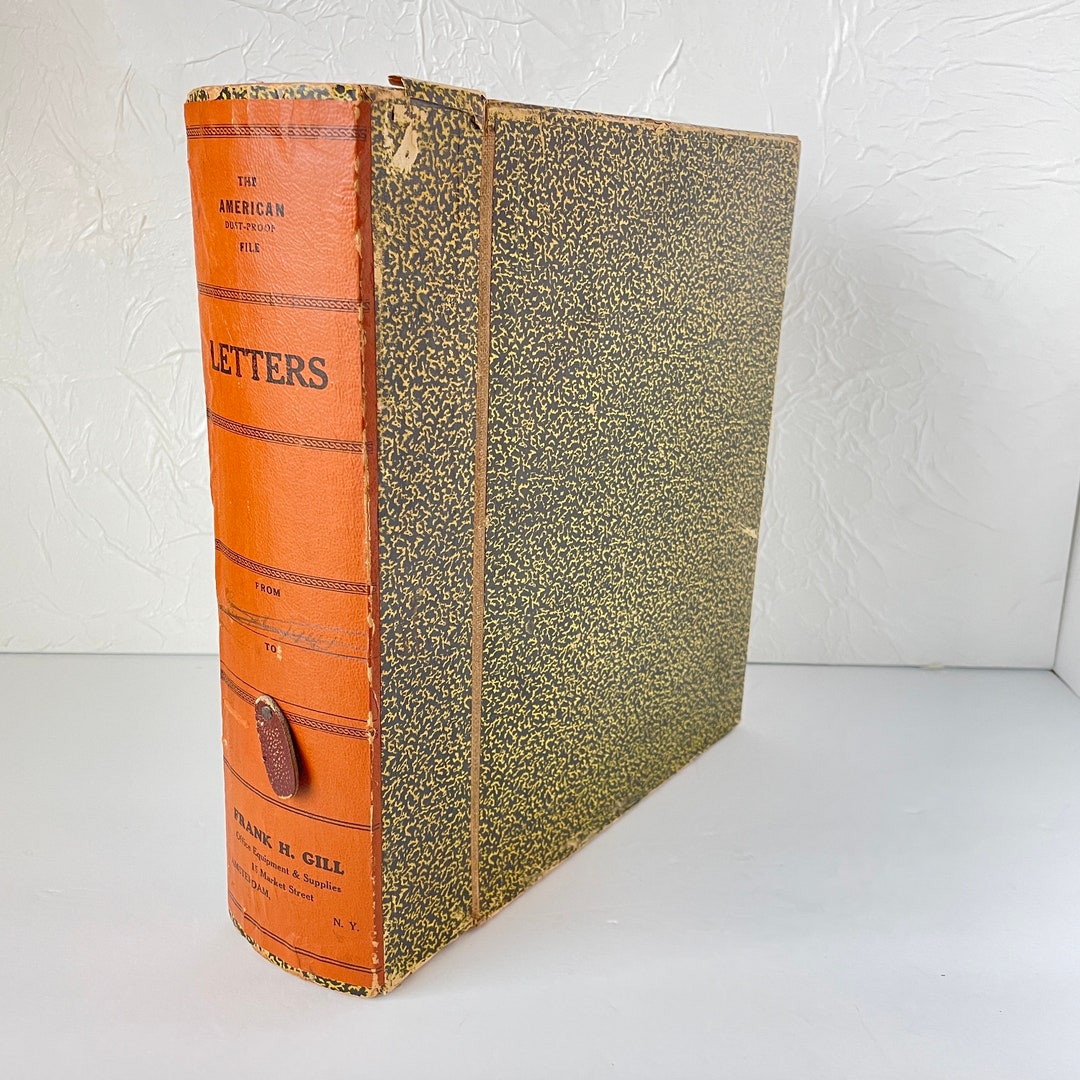 Letters File Box Vintage Office Marbled American Dust Proof File Frank
