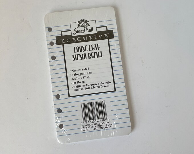 Loose Leaf Memo Refill Vintage Mini Notebook Paper Stuart Hall Lined
