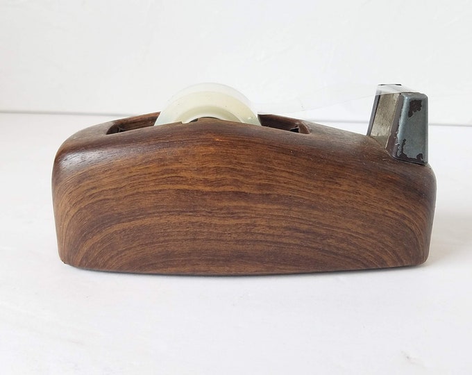 Scotch Tape Dispenser Vintage Model C 21 Industrial Office Wood Look