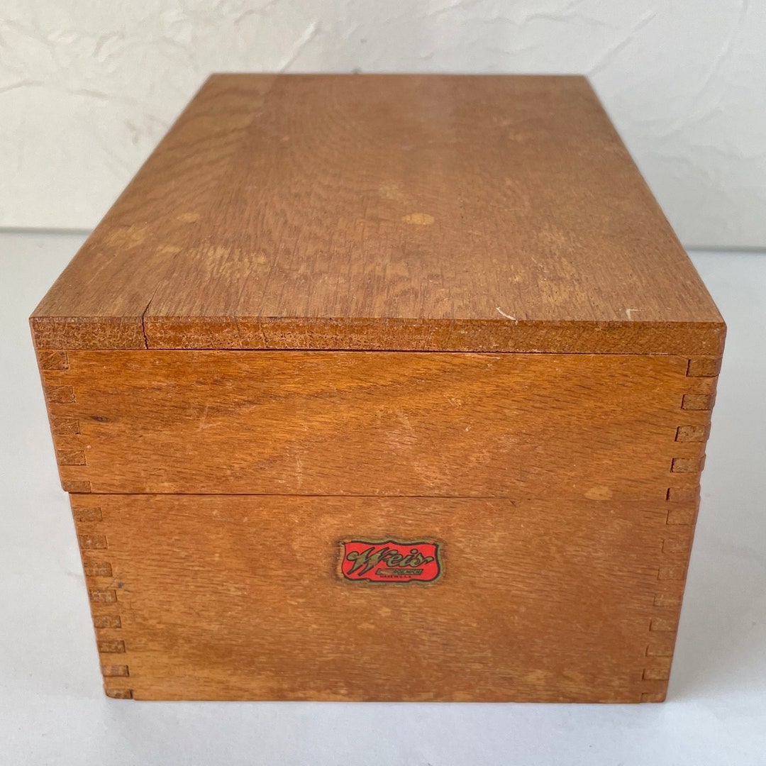 Vintage Weis Wood Box Finger Joint Address File Recipe Index Card ...