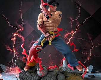 Jin Kazama Statue Video Game Fighting Stance Lightning Effects