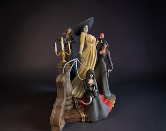Lady Dimitrescu y sus hijas Bella, Cassandra, Daniela Cine Videojuegos Escultura Terror Sed de sangre