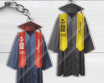 Personalized Graduation Gown Acrylic Keychain, Custom Name Graduation Keychain, Senior Grad Gift, Class of 2026 Gift, College Grad Keepsake