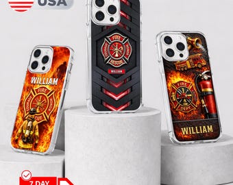 Custom Courage Honor Rescue Heroes Clear Phone Case, Gift For Firefighters and dad, Personalized Phone Case for iphone 17 16 15 14 13