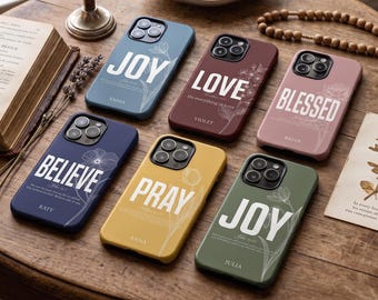 Personalized Christian Quote Birthflower Tough Phone Case with Bible Verse, Faith Inspired Phone Cover, Phone Case for iPhone 17 16 15 14 13