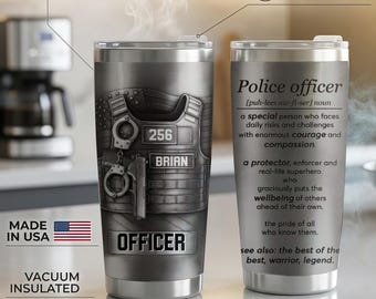 Personalized Police Officer A Protector and Real-Life Superhero 20oz Tumbler, Custom Name Gift, Father’s Day Gift for Law Enforcement