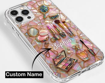 Personalized Beauty Essentials Clear Phone Case, Custom Name Makeup Artist Gift for Makeup Lovers, Phone Case for iPhone 17 16 15 14 13 12