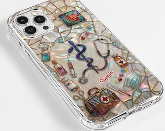 Personalized Celebrate Dedication With Essential Medical Tools Clear Phone Case, Custom Name Gift For Healthcare, Phone Case for iPhone 17