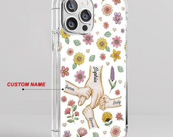 Personalized Mom Hands Holding Clear Phone Case, Mother's Day Gift For Mom, Wife, Grandma, Custom Name Phone Case for iPhone 17 16 15 14 13