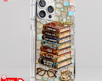 Personalized Book Title 3D Effect Book Lovers Phone Case, Bookish Phone Cover Gift for Girls, Custom Name Phone Case Bookish for Iphone