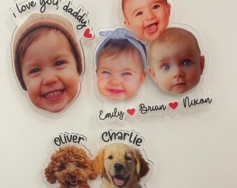 Personalized Baby Photo Acrylic Magnet, Custom Photo Dad And Kids Magnet, Father's Day Gift New Dad, We Love You Daddy Gift from Kids