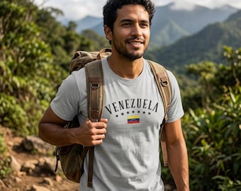 Venezuela T-Shirt with Flag – 100% Cotton Casual Crew Neck Tee