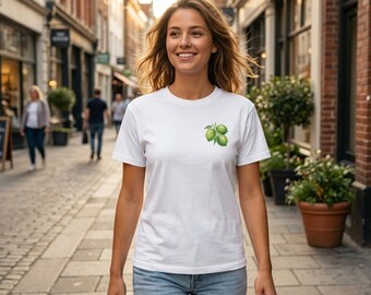 Lime T-Shirt | Botanical Watercolor Tee | Minimalist Cotton Shirt | Gift for Her