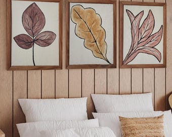 Drei Blätter | Triptychon | Brasilianische Kunst | Natürliche Pigmente | Malerei mit brasilianischen Erden | Eco-Friendly (Digitaler Download)