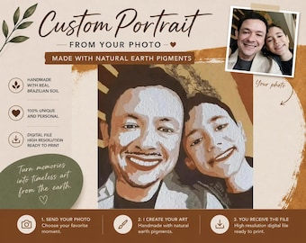 Custom Earth Pigment Portrait – Brazilian Soil Painting, 2 People (Digital Download)