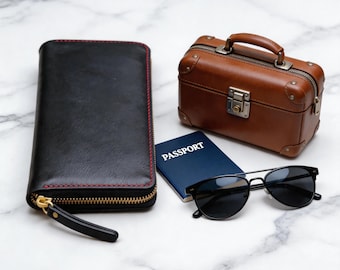 Echt lederen lange portemonnee heren portemonnee met rits handgemaakte koeienhuid clutch kaarthouder cadeau voor hem verjaardagscadeau vaderdagcadeau EDC