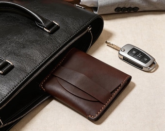 Echt Leer Slanke Kaarthouder Portemonnee Draagbare Rijbewijs Case Minimalistische Visitekaarthouder Muntzakje voor Mannen Vrouwen Reizen