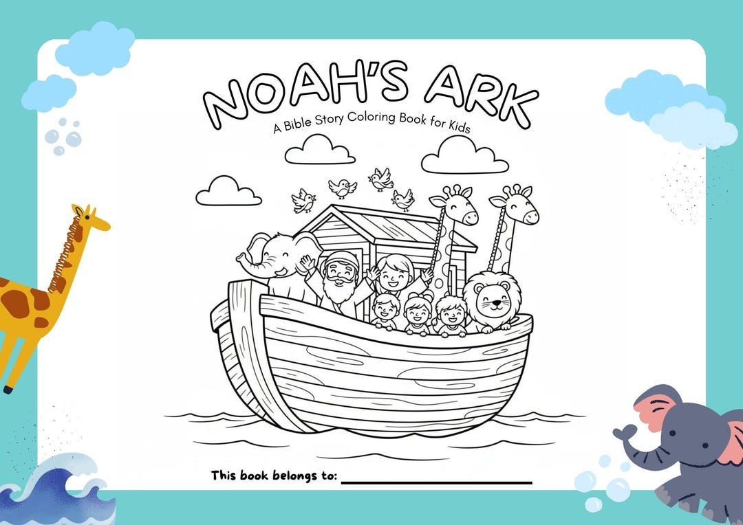 Noah’s Ark Bible Story Coloring Book (printable PDF for Kids) - Etsy