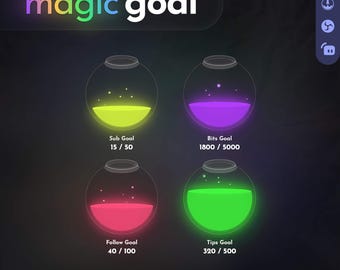 Magic Goal Widget for Twitch Streamers | Customizable Glowing Colors | StreamElements | OBS