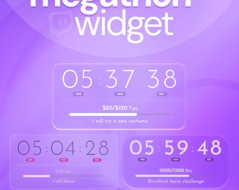 Frosted Glass Megathon Widget for Twitch | Minimal Subathon Timer | Milestone Goals & Commands | Streamelements OBS
