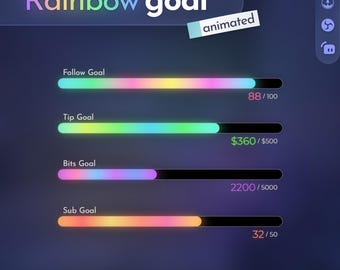 Simple Goal Bar Widget | Rainbow Goal for Twitch | Customizable Colors