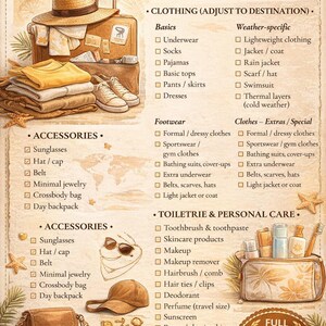 Minimalist Travel Packing Checklist | Printable PDF Planner - Etsy