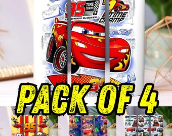 Cartoon Cars Tumbler Wrap | Lightning McQueen 20oz PNG (Digital Download) Pack of 4