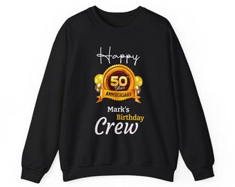 Gepersonaliseerde 'Martin's 50th Birthday Crew'-sweater | Sweatshirt met ronde hals