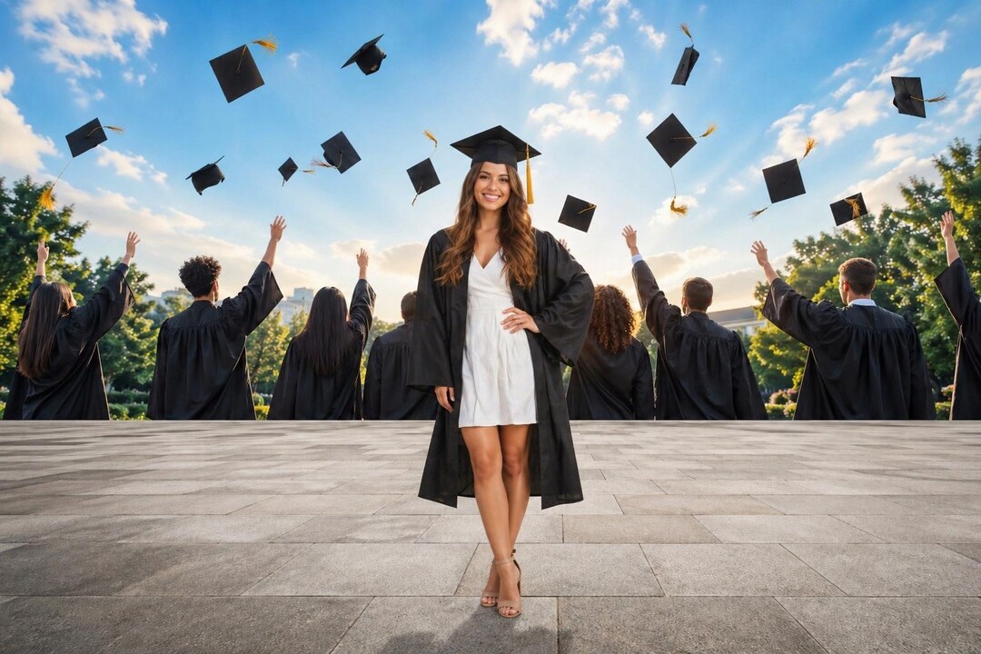 Class of 2026 Graduation Backdrop | Cap Toss Senior Photo Composite ...