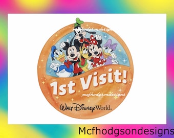 Disney World First Visit Badge PNG (Digital Download) Hand Drawn Design, First Disney Trip Clipart
