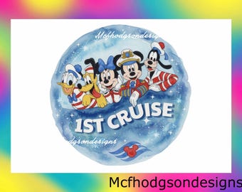 Disney World First Cruise Badge PNG (Digital Download) Hand Drawn Design, First Disney Cruise Clipart