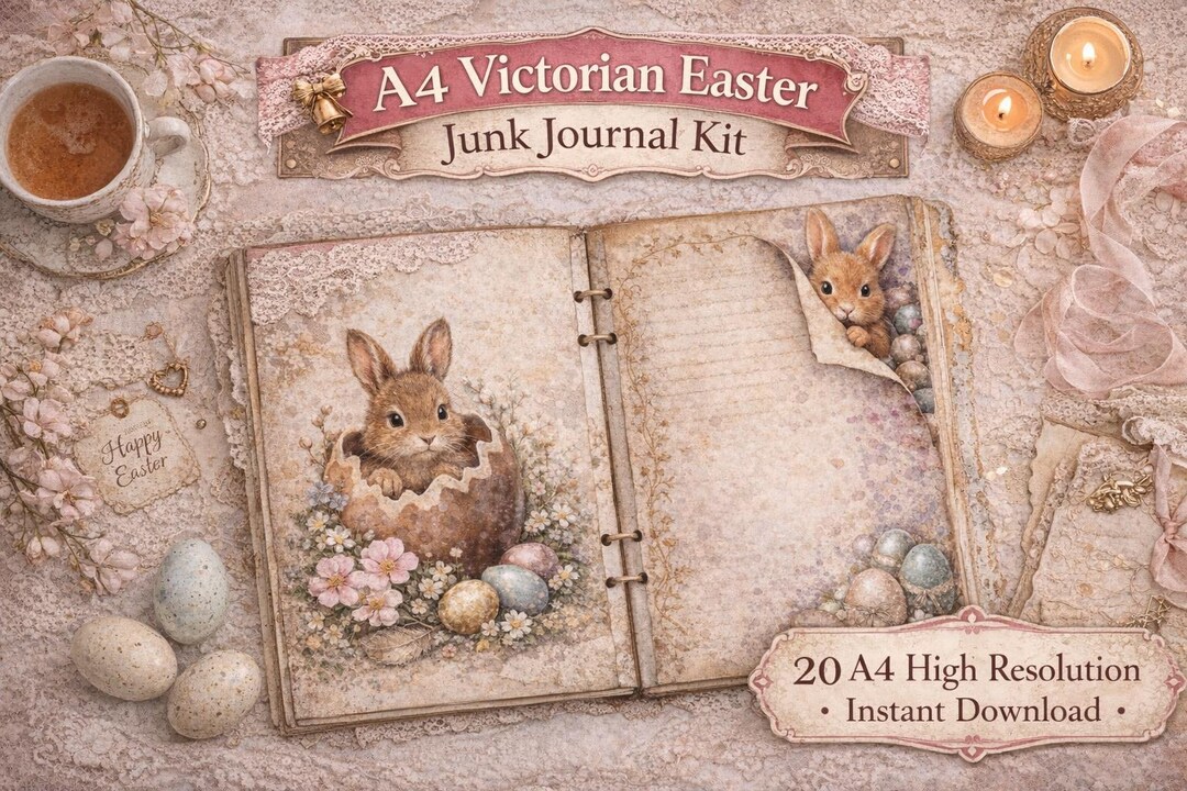 Victorian Easter Junk Journal Kit | 20 A4 Printable Pages | Vintage ...