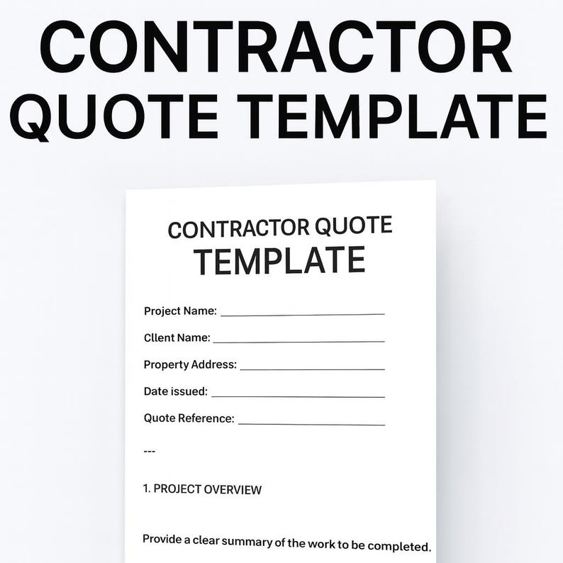 Reddit Contractor Quote Contractor Quote Template | Construction Estimate Form (PDF) - Etsy