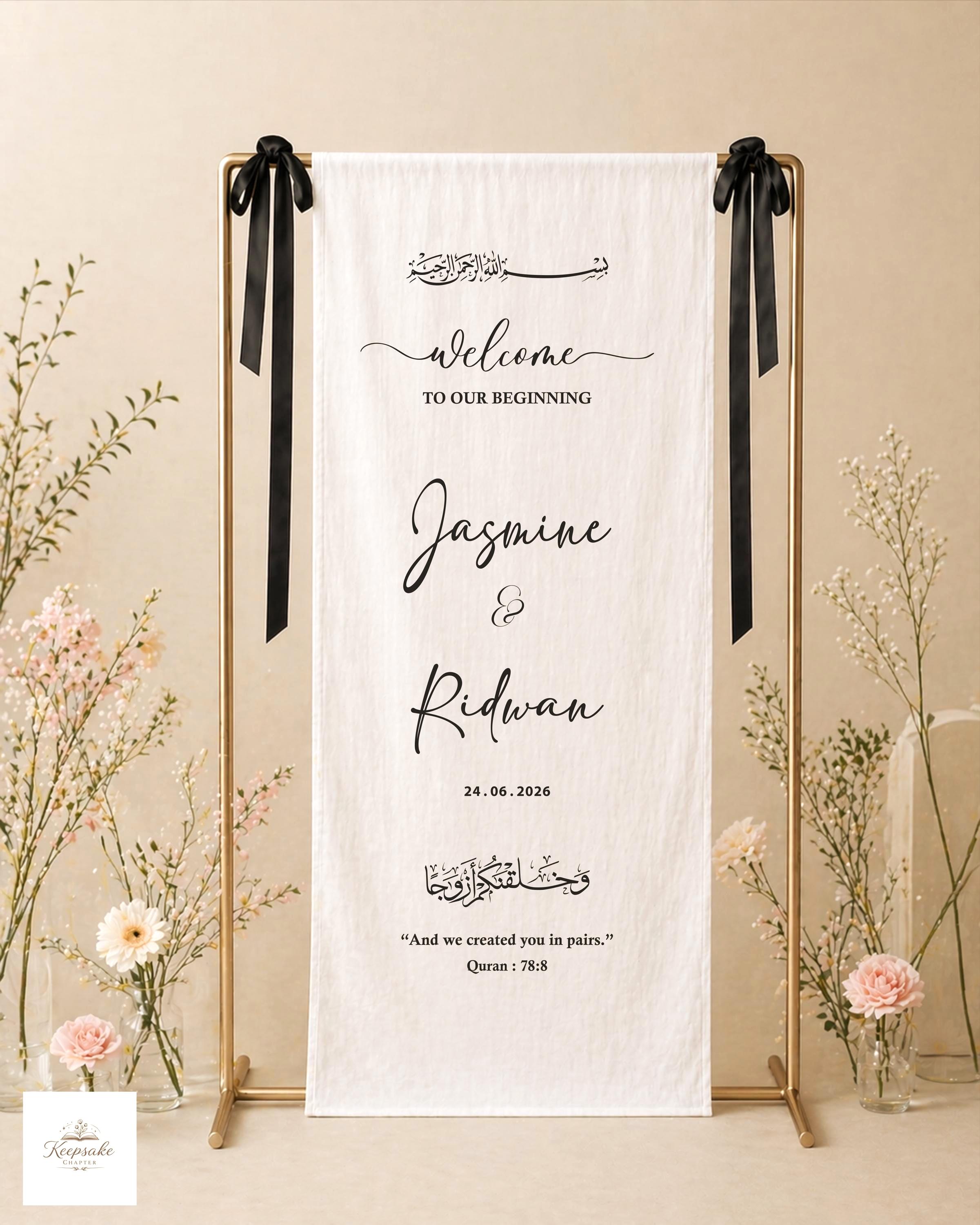 Wedding Welcome Sign Fabric | Personalized Linen Wedding Banner