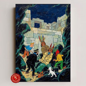 Prisoners of the Sun Poster, Le Temple du Soleil Poster, Tintin Poster, Tintin Wall Art, Tintin Print, Adventures of Tintin Art, Tintin Fan Gift