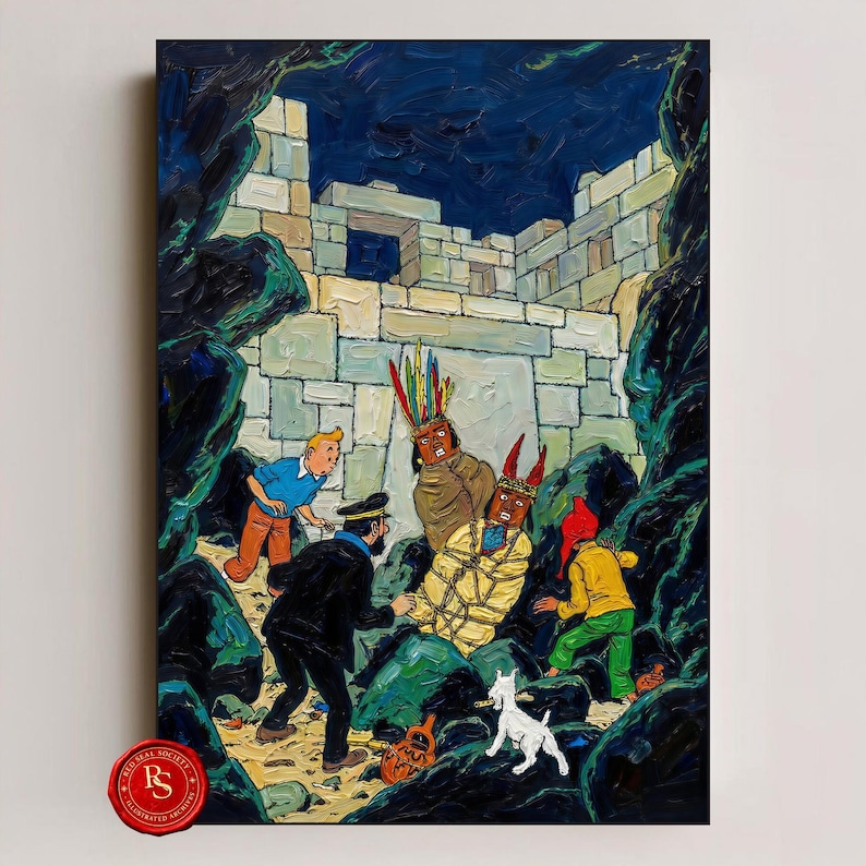 Prisoners of the Sun Poster, Le Temple du Soleil Poster, Tintin Poster, Tintin Wall Art, Tintin Print, Adventures of Tintin Art, Tintin Fan Gift