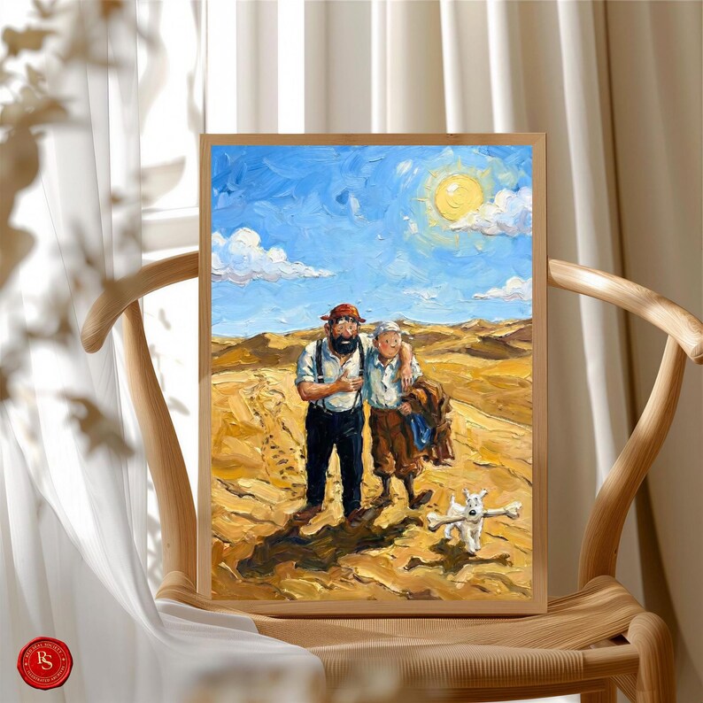 Tintin and Haddock Poster, Tintin Wall Art, Tintin Print, Adventures of Tintin Art, Belgian Comic Decor, Tintin Fan Gift, Tintin Decor, Gift