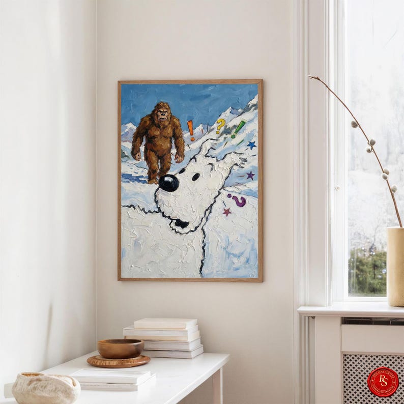 Snowy Poster Snow, Tintin Wall Art, Tintin Print, Adventures of Tintin Art, Belgian Comic Decor, Tintin FanGift, Tintin Decor, Digital