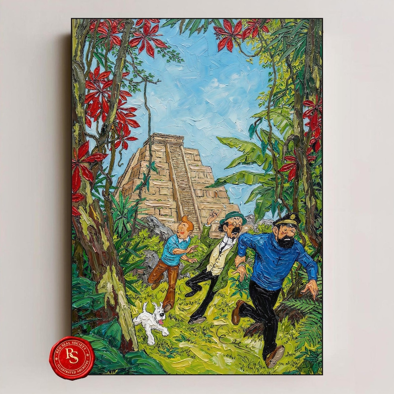 Tintin and the Picaros Poster, Tintin et les Picaros Poster, Tintin Poster, Tintin Wall Art, Tintin Print, Adventures of Tintin Art, Tintin Fan Gift