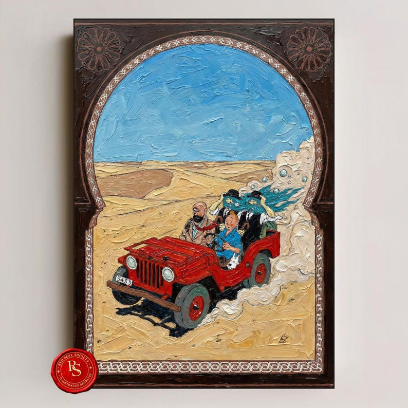 Land of Black Gold Poster, Tintin au Pays de l'Or Noir Poster, Tintin Poster, Tintin Wall Art, Tintin Print, Adventures of Tintin Art, Tintin Fan Gift
