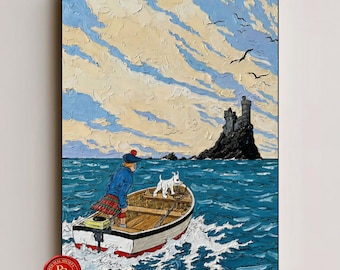 The Black Island Poster, L'Île noire Poster, Tintin Poster, Tintin Wall Art, Tintin Print, Adventures of Tintin Art, Tintin Fan Gift