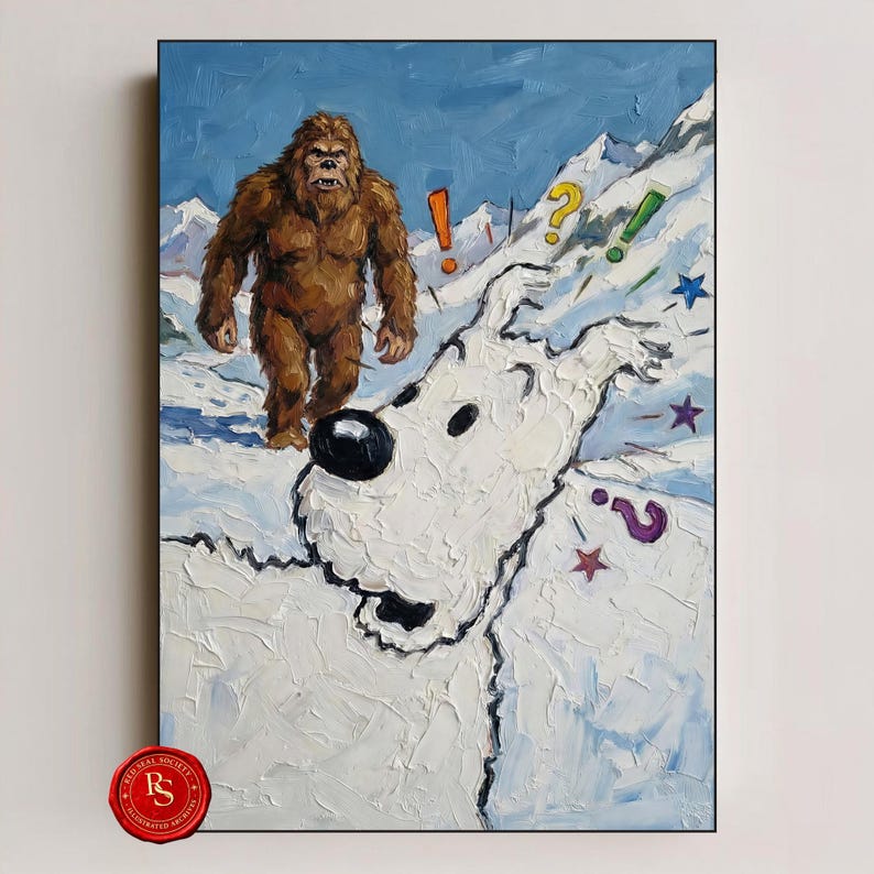 Snowy Poster Snow, Tintin Wall Art, Tintin Print, Adventures of Tintin Art, Belgian Comic Decor, Tintin FanGift, Tintin Decor, Digital