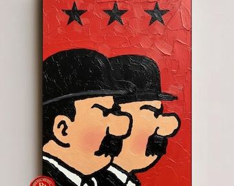 Tintin Wall Art – Twin Portrait – Vintage Comic Art Print – Painterly Style