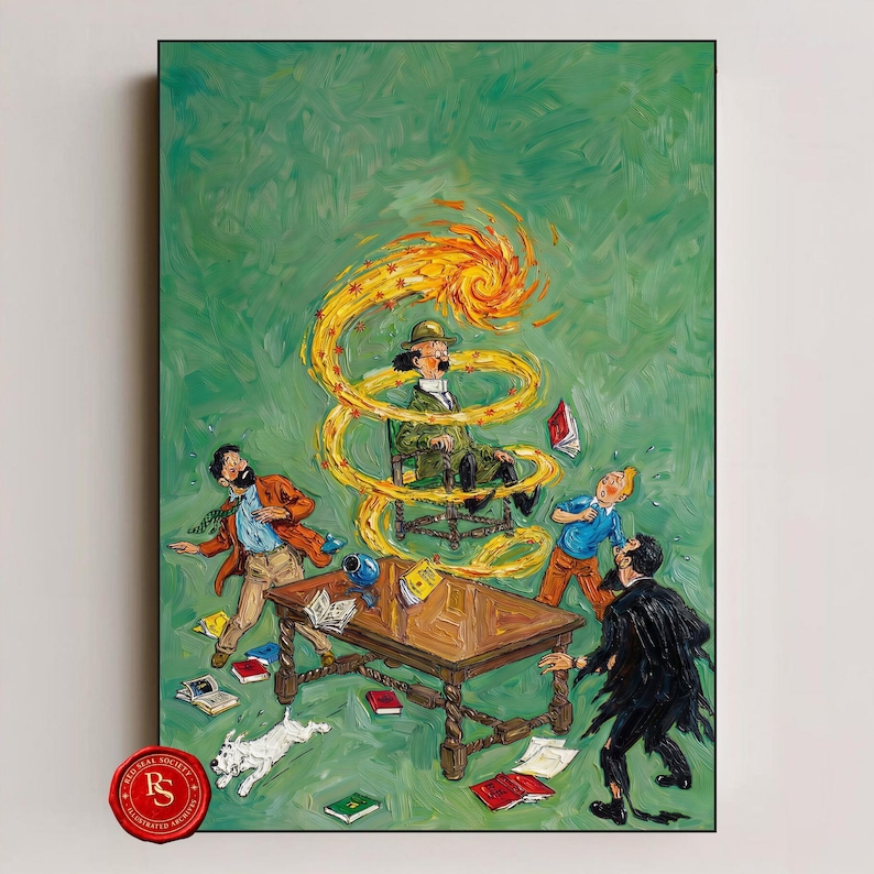 The Seven Crystal Balls Poster, Les Sept Boules de cristal Poster, Tintin Poster, Tintin Wall Art, Tintin Print, Adventures of Tintin Art, Tintin Fan Gift