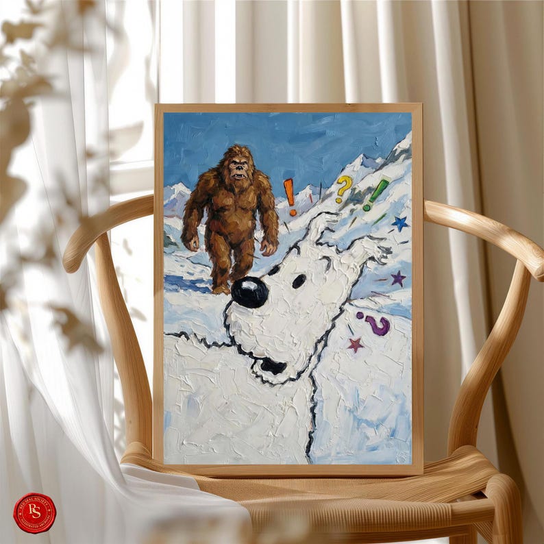 Snowy Poster Snow, Tintin Wall Art, Tintin Print, Adventures of Tintin Art, Belgian Comic Decor, Tintin FanGift, Tintin Decor, Digital